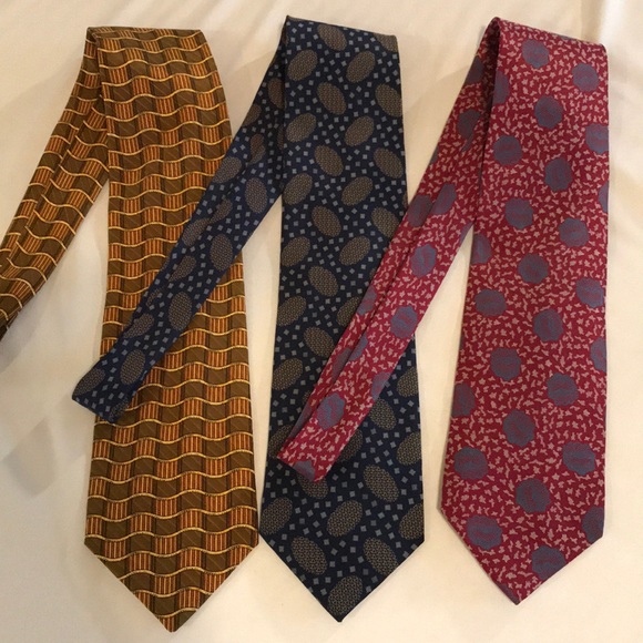💥HP💥Gorgeous Valentino Cravatte 3 Ties Gold Blue - Picture 3 of 8